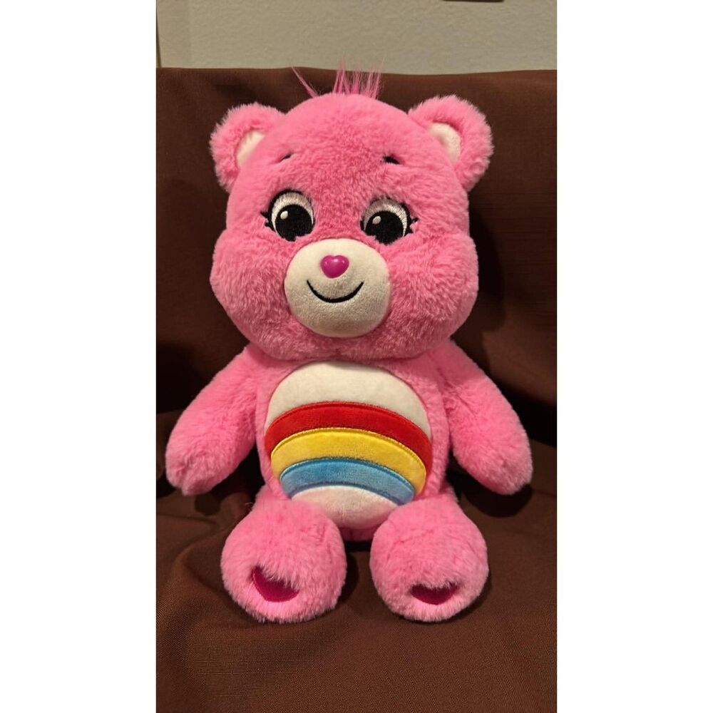 Rainbow Care Bear Pink 14 Inch Plush Magic Cheer